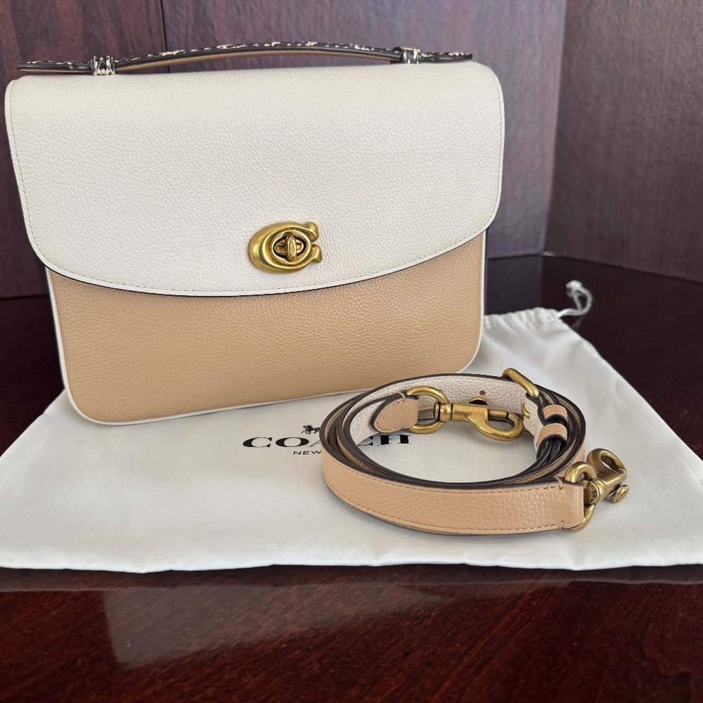 Coach Cassie 21 in Colorblock with Genuine Snakeskin Top Handle